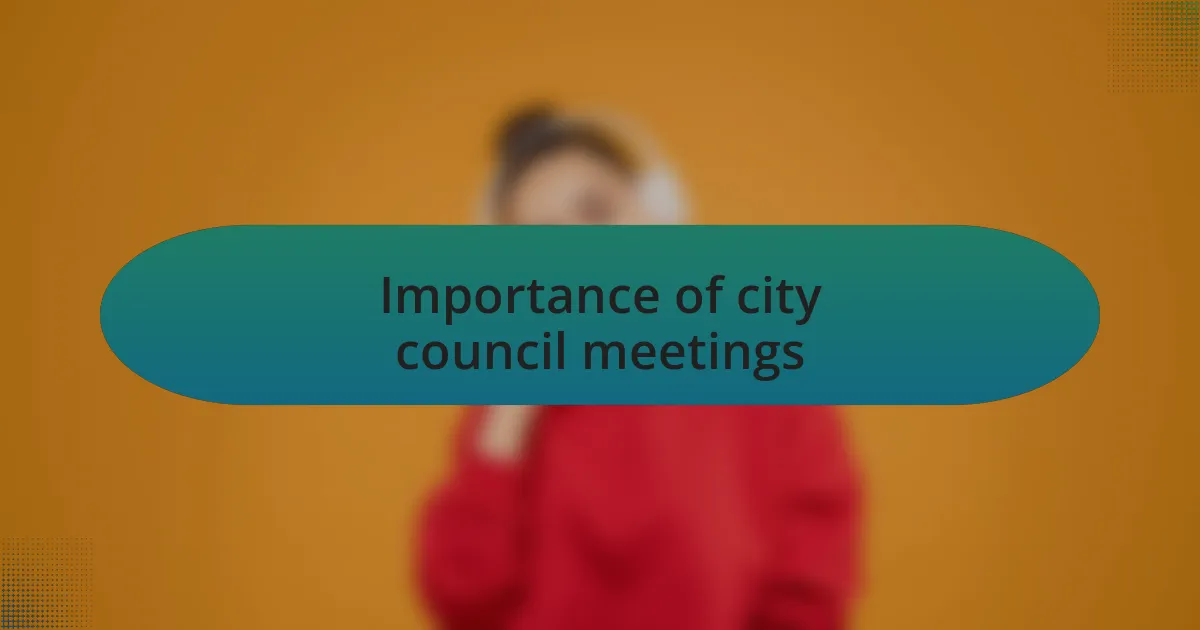 Importance of city council meetings