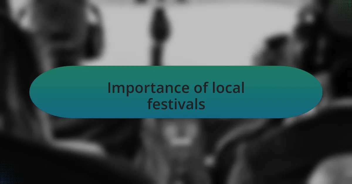 Importance of local festivals