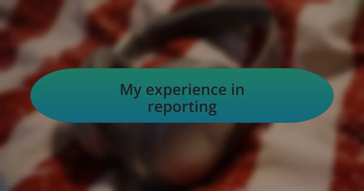 My experience in reporting