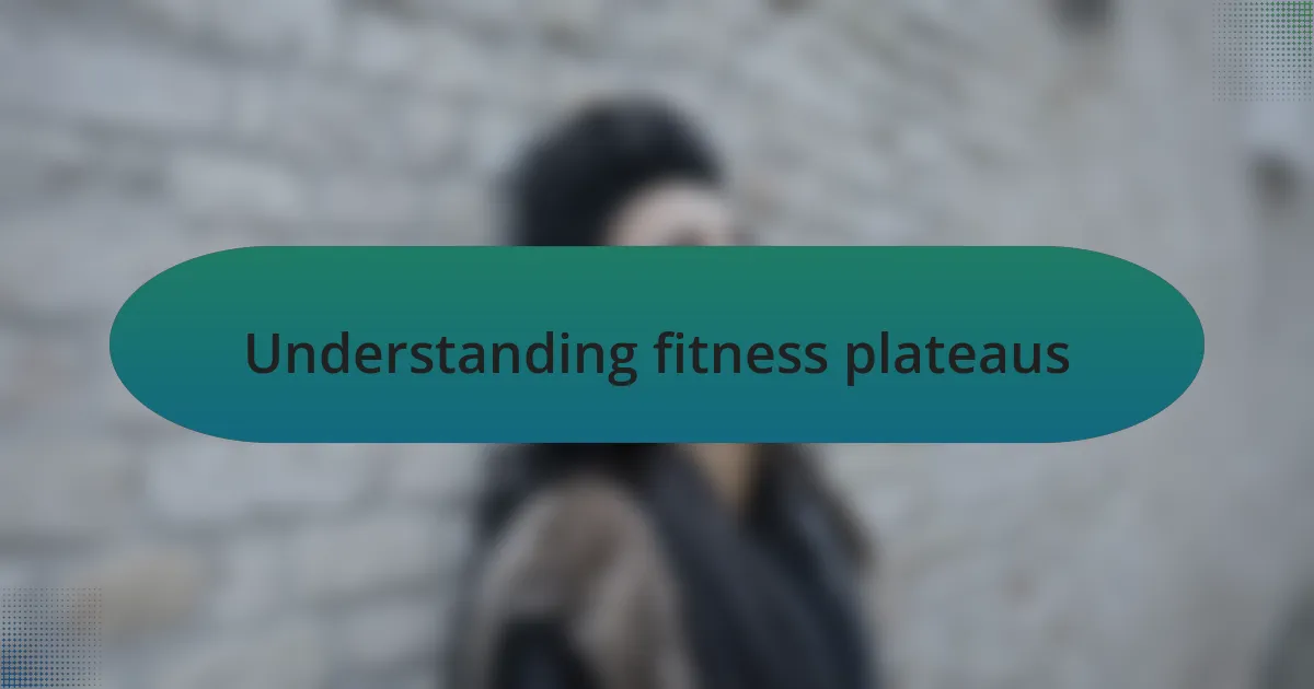 Understanding fitness plateaus